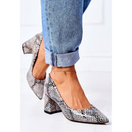 Lewski Shoes Kožené lodičky se zvířecím vzorem boty Lewski 2801 černo-modrá černá modrý 2