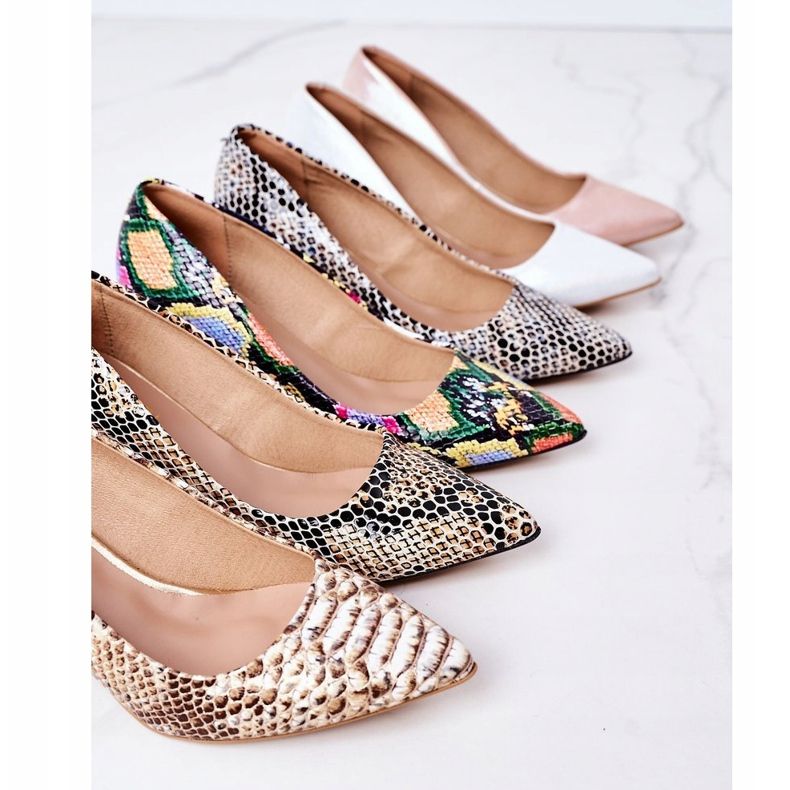 Lewski Shoes Saténové lodičky se zvířecím vzorem boty Lewski 2801 Silver stříbro 1