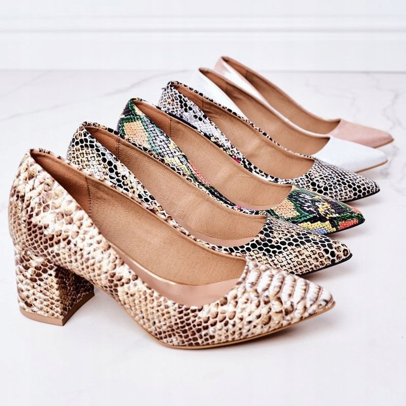 Lewski Shoes Saténové lodičky se zvířecím vzorem boty Lewski 2801 Silver stříbro 2