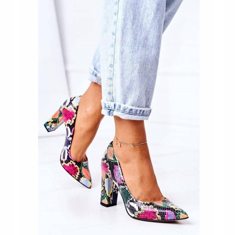 Lewski Shoes Kožené lodičky se vzorem hadí kůže, boty Lewski 2453, barevné vícebarevný 2