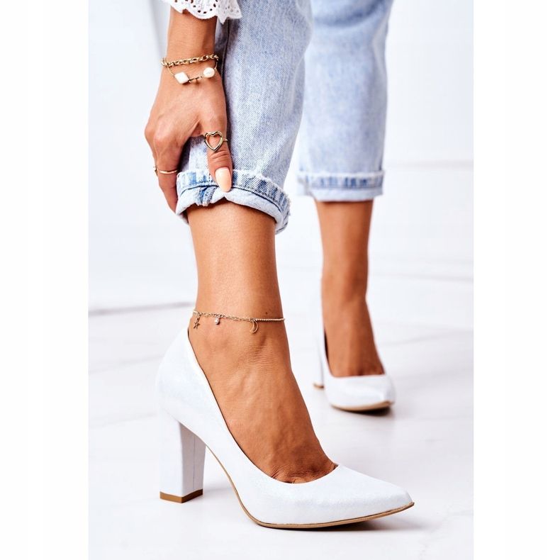 Lewski Shoes Saténové lodičky se zvířecím vzorem Lewski boty 2453 Silver stříbrný 2