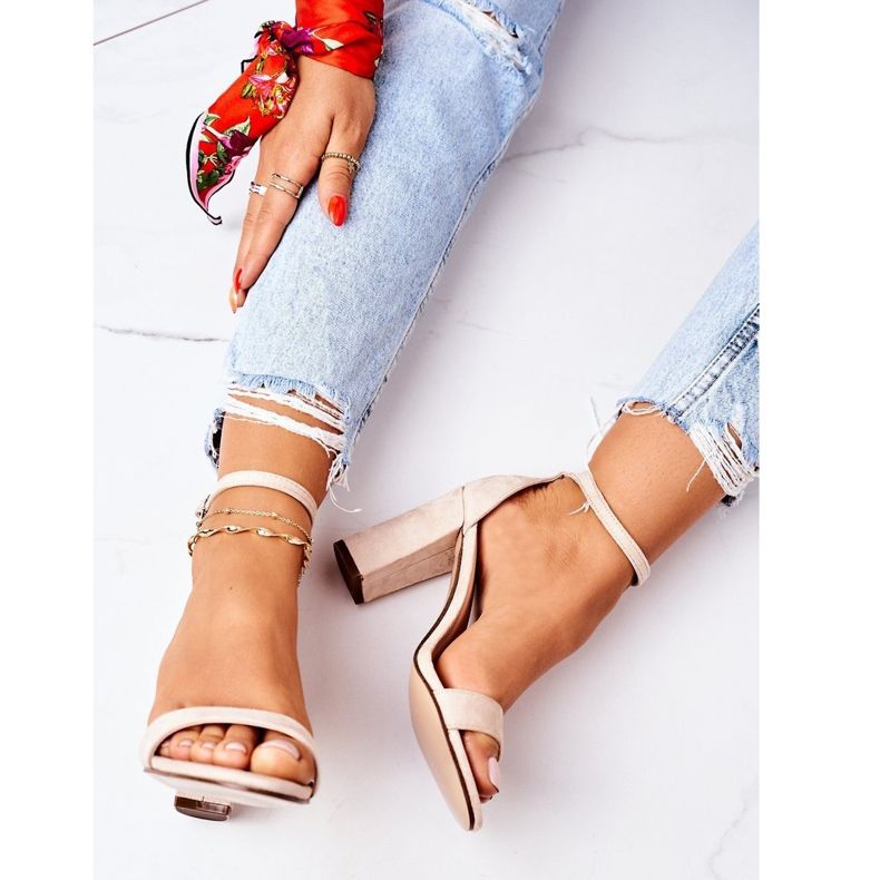 PS1 Semišové sandály na baru béžové Florencie béžový 2