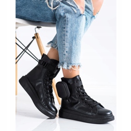 SHELOVET Šněrovací boty s kapsou černá 1