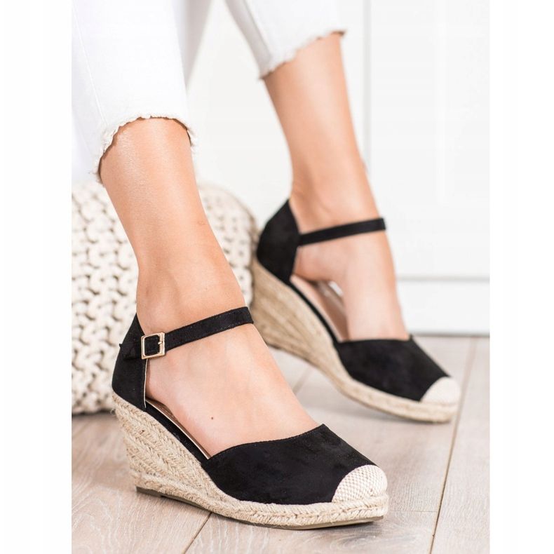Cm Paris Černé espadrilky na klínku černý 1