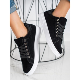 SHELOVET Semišové tenisky černá 1