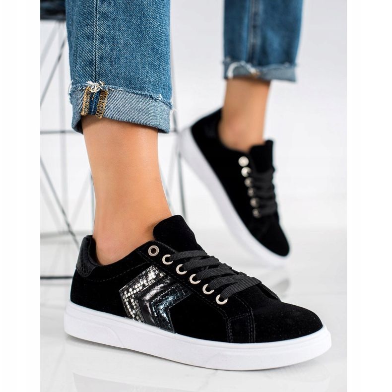 SHELOVET Semišové tenisky černá 2