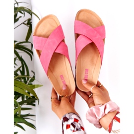 Kožené profilované pantofle Big Star HH274597 Fuchsie růžový 1