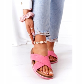 Kožené profilované pantofle Big Star HH274597 Fuchsie růžový 2