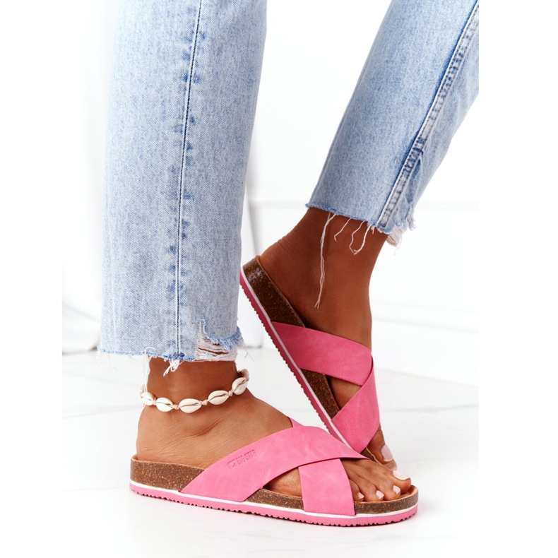 Kožené profilované pantofle Big Star HH274597 Fuchsie růžový 3