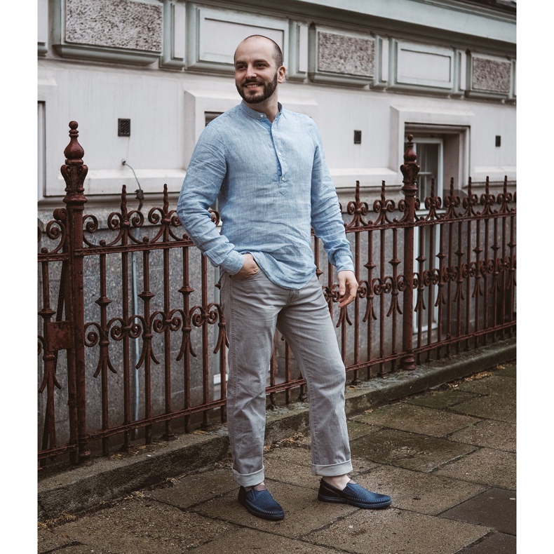 Polbut Pánské kožené boty 09 na léto Námořnická modř s hnědou hnědý námořnická modrá 1