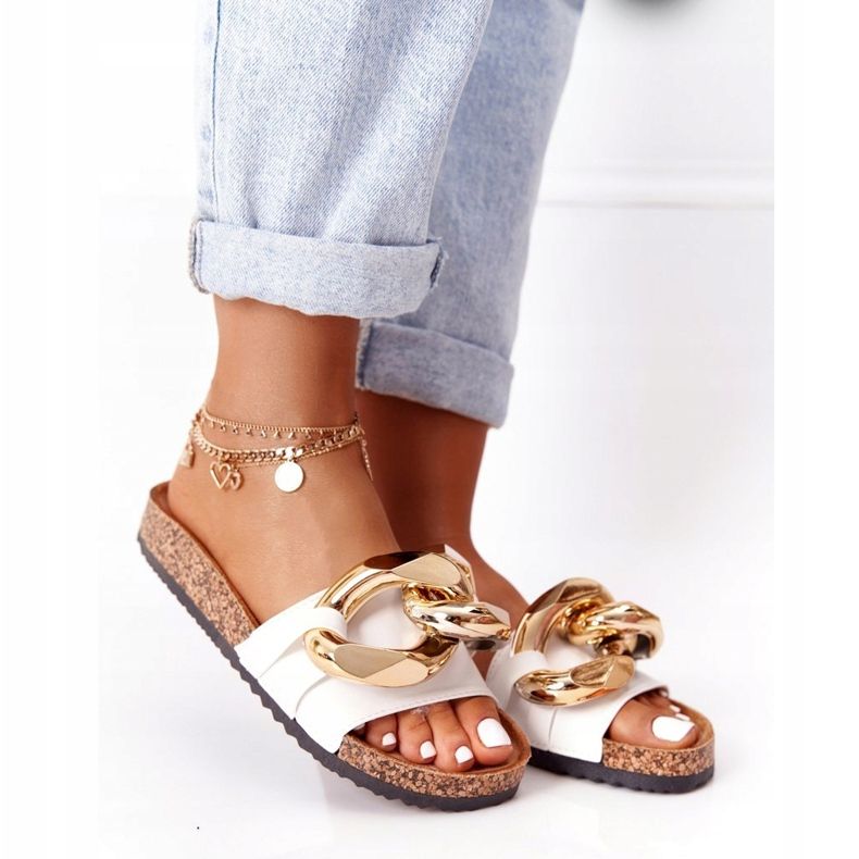 PS1 Bílé žabky s řetězem Poslední tanec bílý zlatý 5