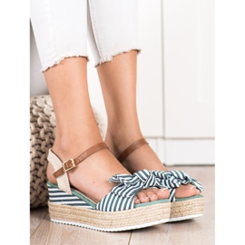 Sweet Shoes Espadrilové sandály s pruhy zelený 1