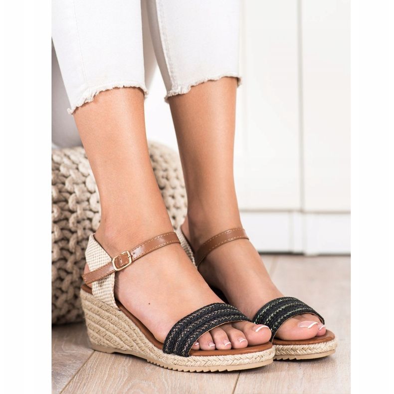SHELOVET Neformální sandály Espadrilles béžový hnědý černý 1