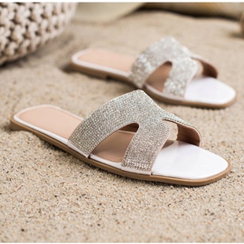 SHELOVET Pantofle S Krystaly bílý 1