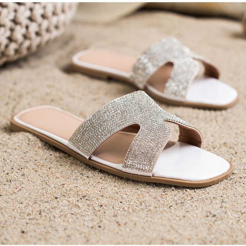 SHELOVET Pantofle S Krystaly bílý 1