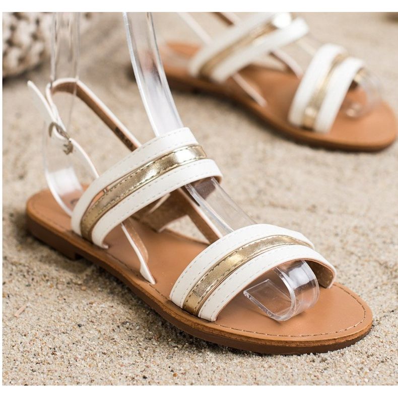 Cm Paris Ploché ekologické kožené sandály bílý 1