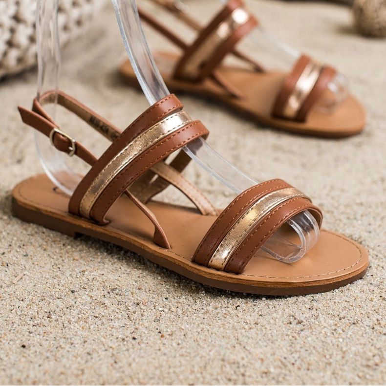 Cm Paris Ploché ekologické kožené sandály hnědý 1