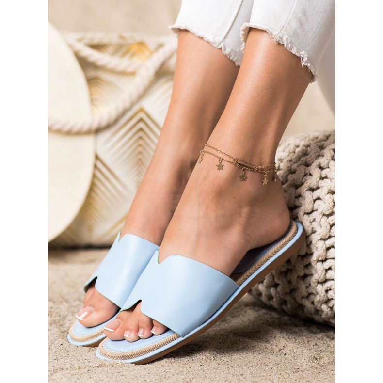 SHELOVET Elegantní pantofle z eko kůže modrý 2