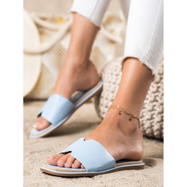 SHELOVET Elegantní pantofle z eko kůže modrý 1