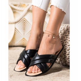 Renda Módní pantofle z ekologické kůže černý 1