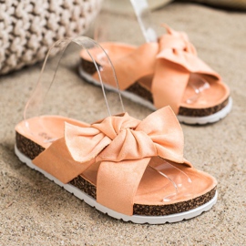 Ideal Shoes Módní pantofle oranžový 2