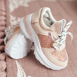 FRROCK Dětské sportovní boty s třpytivou růžovou Matyldou růžový 3