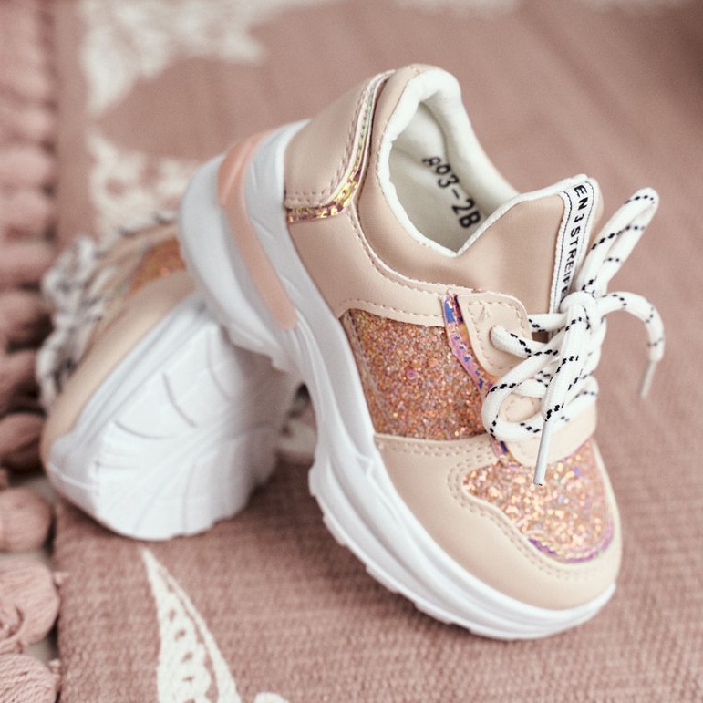 FRROCK Dětské sportovní boty s třpytivou růžovou Matyldou růžový 3