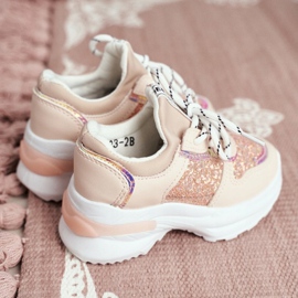 FRROCK Dětské sportovní boty s třpytivou růžovou Matyldou růžový 2