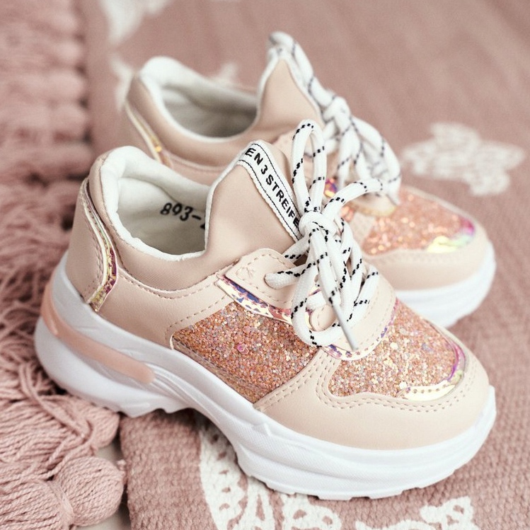 FRROCK Dětské sportovní boty s třpytivou růžovou Matyldou růžový 1