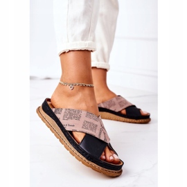 Maciejka 04986-01 černohnědé profilované kožené pantofle hnědý černá 2