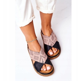 Maciejka 04986-01 černohnědé profilované kožené pantofle hnědý černá 1