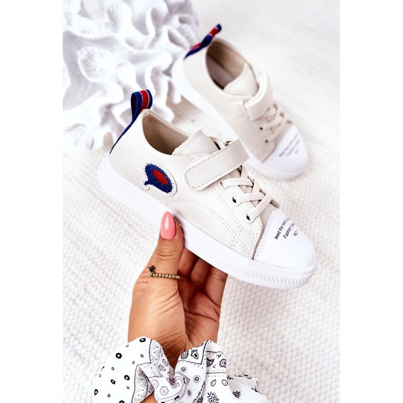 Apawwa Dětské béžové kreslené tenisky na suchý zip béžový 1