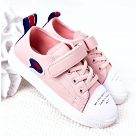 Apawwa Dětské růžové kreslené tenisky na suchý zip růžový 2