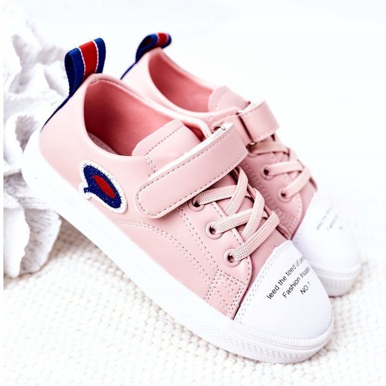 Apawwa Dětské růžové kreslené tenisky na suchý zip růžový 2