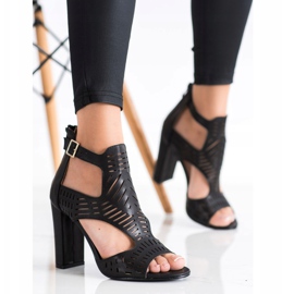Renda Prolamované módní sandály černý 1