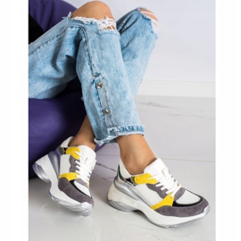 SHELOVET Stylové BÍLÉ A ŠEDÉ tenisky bílý 1