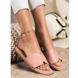 SHELOVET Elegantní pantofle z eko kůže růžový 1