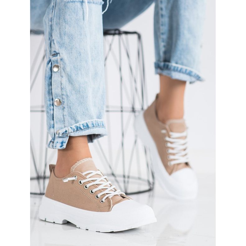 Sabatina Módní tenisky na platformě hnědý 2