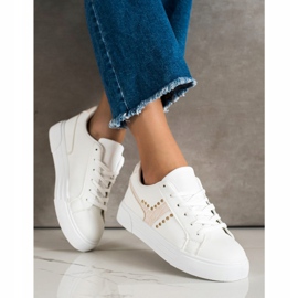 SHELOVET Svázané boty s béžovou vložkou bílý 2