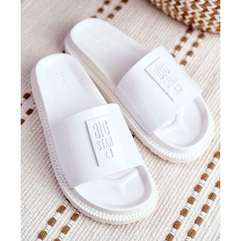 Dámské pantofle Big Star na platformě bílé FF274812 bílý 4 Dámské pantofle Big Star na platformě bílé FF274812 bílý 4