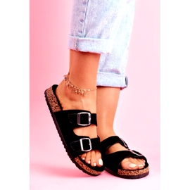 EVE Dámské pantofle na korku s přezkami černé Si Senor černá 1