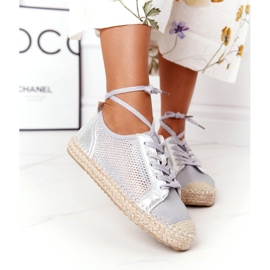 S.Barski Prošívané prolamované espadrilky S. Barski L17704 Silver stříbrný 1