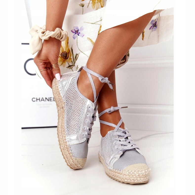 S.Barski Prošívané prolamované espadrilky S. Barski L17704 Silver stříbrný 3