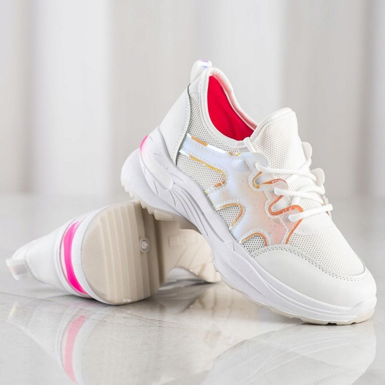 SHELOVET Bílé tenisky se síťovinou bílý 1