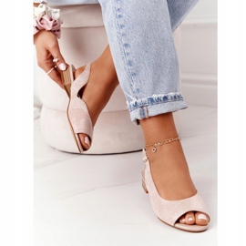 Semišové sandály na vysokém podpatku Sergio Leone SK807 Pink růžový zlatý 3