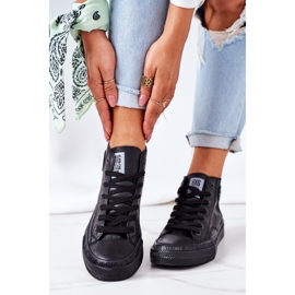 Dámské kožené vysoké tenisky Big Star GG274015 černé černá 2