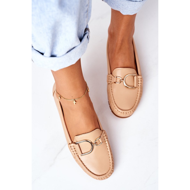 PS1 Dámské kožené mokasíny světle hnědé v centru hnědý 1