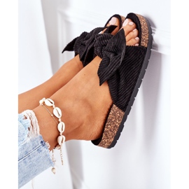 PS1 Manšestrové pantofle na černém letním korku černá 1