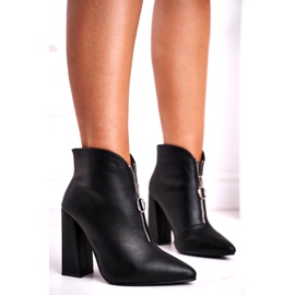 FG1 Dámské kozačky na podpatku Zip na přední straně Černá Zachraň mě 5