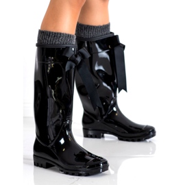 SHELOVET Vysoké galoše s mašlí černý 2